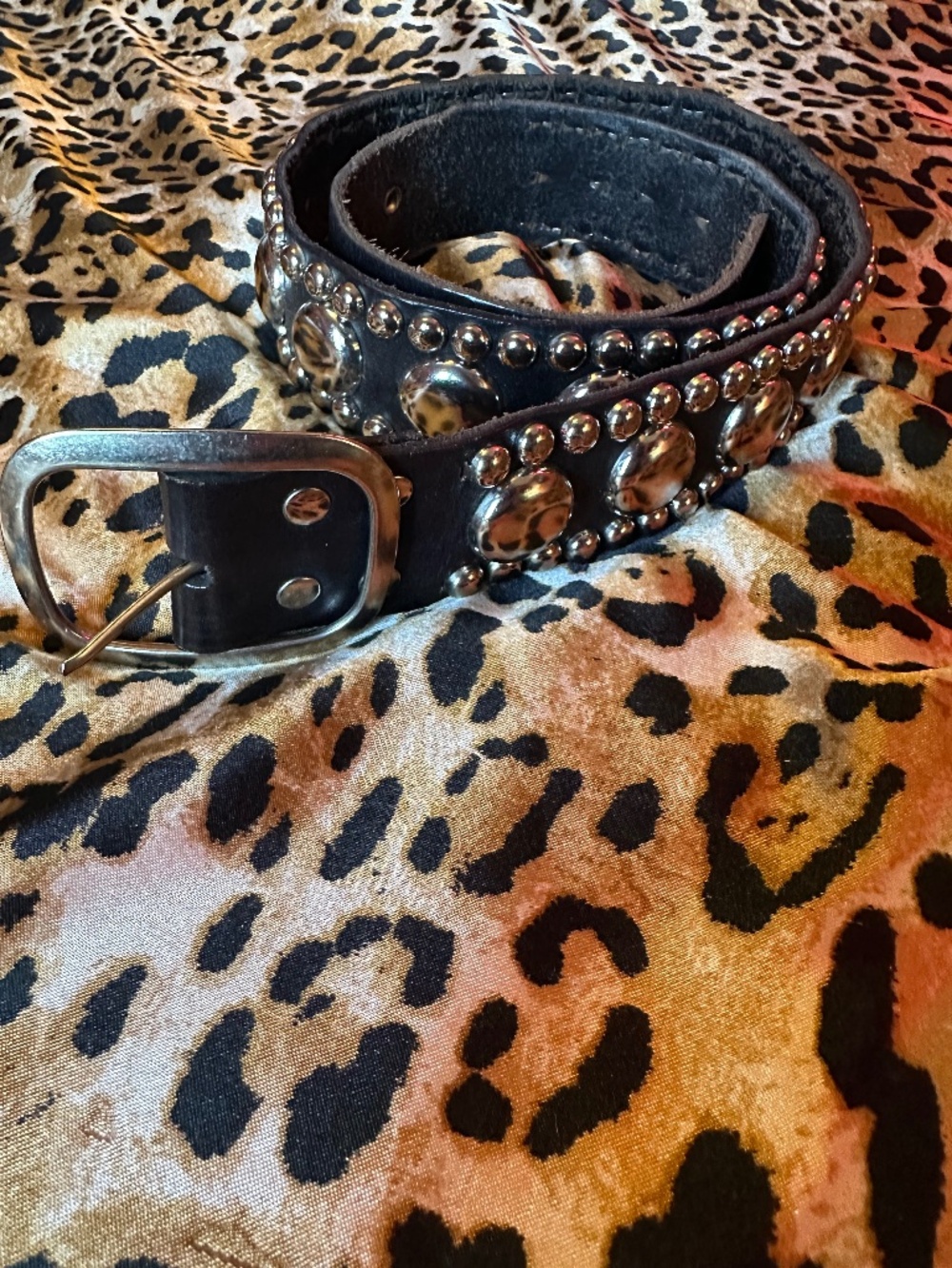 black leather studded rocker belt